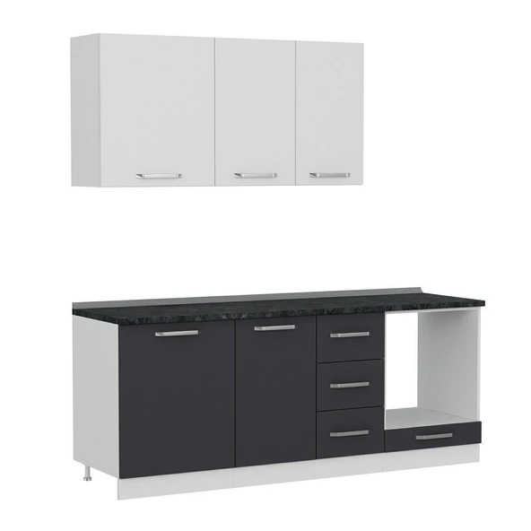 Minar 205 Cm Mutfak Dolabı Beyaz Antrasit 205-A3 - Resim 6