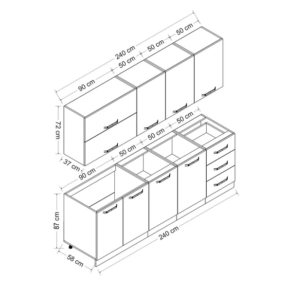 Minar 240 Cm Mutfak Dolabı Beyaz Dore 240-D2 - Resim 8