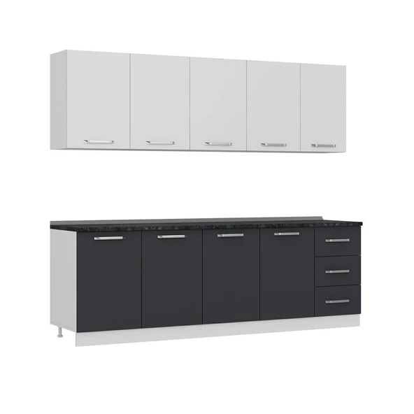 Minar 245 Cm Mutfak Dolabı Beyaz Antrasit 245-A3 - Resim 6