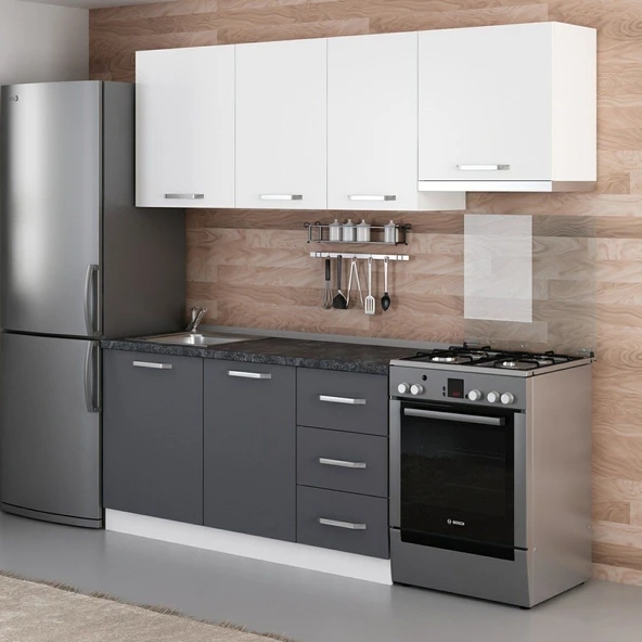 Minar 215 Cm Mutfak Dolabı Beyaz Antrasit 215-A4 - Resim 3