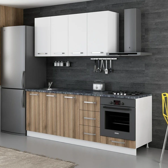 Minar 220 Cm Mutfak Dolabı Beyaz Dore 220-D4 - Resim 3