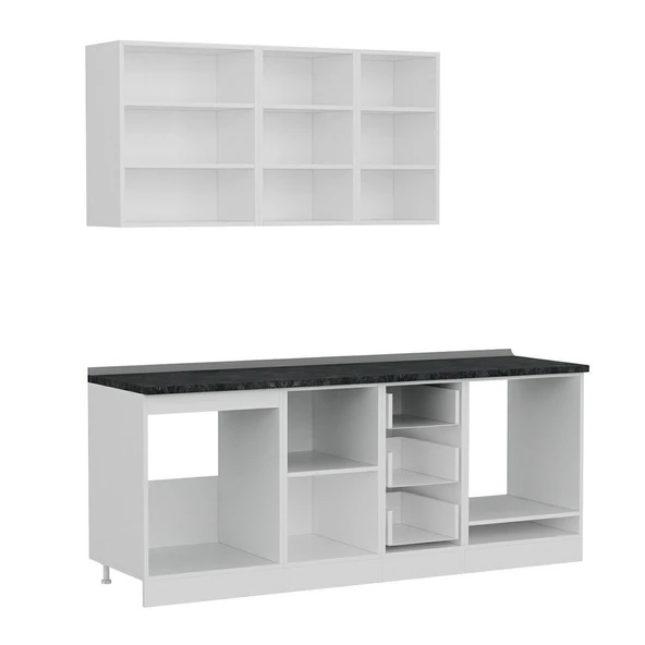 Minar 205 Cm Mutfak Dolabı Beyaz Antrasit 205-A3 - Resim 7