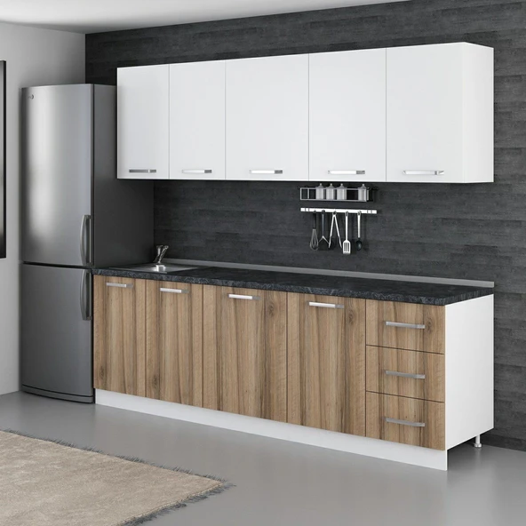 Minar 245 Cm Mutfak Dolabı Beyaz Dore 245-D1 - Resim 3