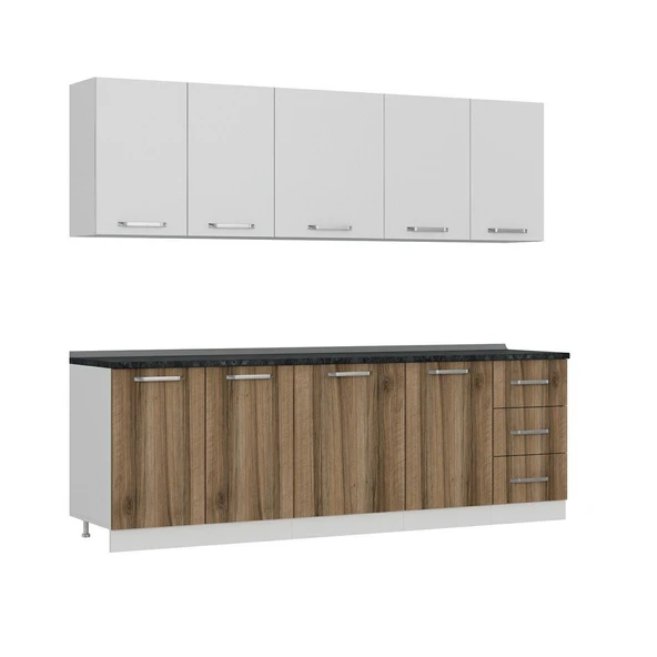 Minar 245 Cm Mutfak Dolabı Beyaz Dore 245-D1 - Resim 6