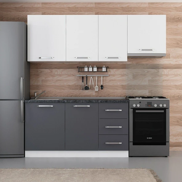 Minar 215 Cm Mutfak Dolabı Beyaz Antrasit 215-A4 ürün görseli 1