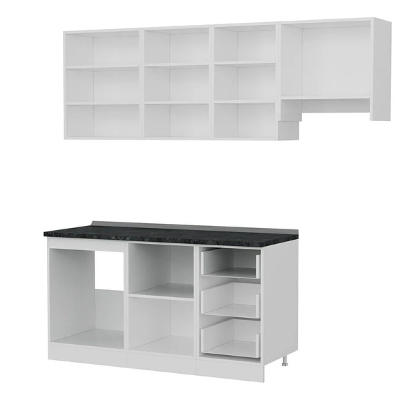 Minar 215 Cm Mutfak Dolabı Beyaz Antrasit 215-A4 - Resim 4