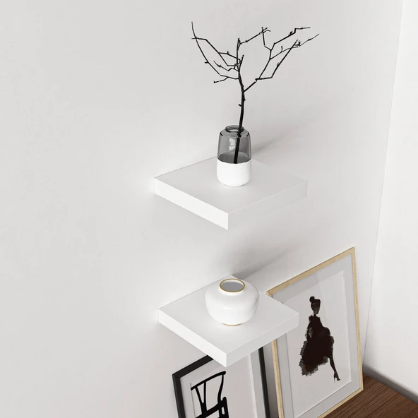 Minar Gizli Raf Tutuculu 2 Li Dvr Rafı 23Cm-Beyaz - Resim 3