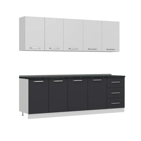 Minar 240 Cm Mutfak Dolabı Beyaz Antrasit 240-A1 - Resim 6