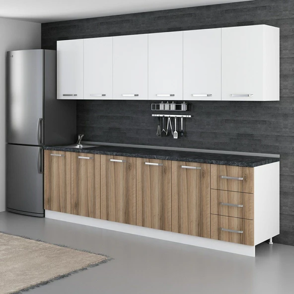 Minar 275 Cm Mutfak Dolabı Beyaz Dore 275-D1 - Resim 5