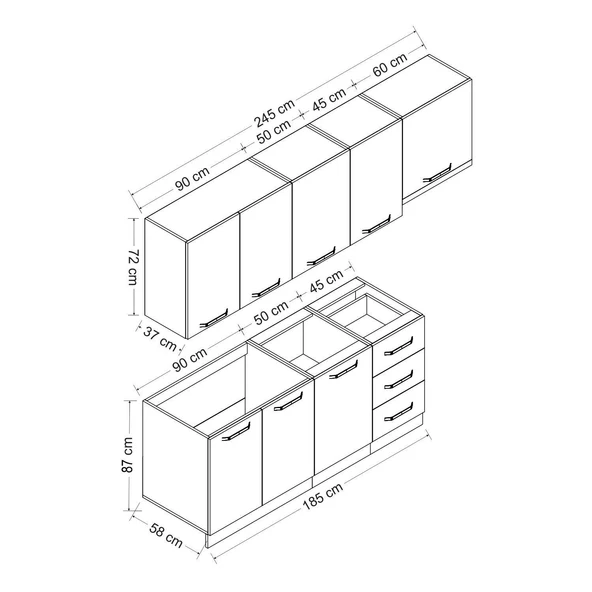 Minar 245 Cm Mutfak Dolabı Beyaz 245-B8 - Resim 8