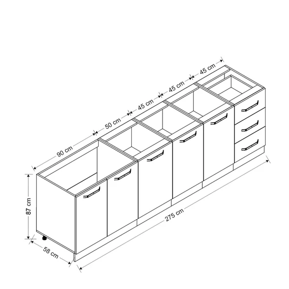 Minar 275 Cm Mutfak Dolabı Beyaz Dore 275-D1 - Resim 8