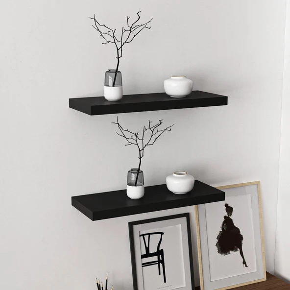 Minar Gizli Raf Tutuculu 2Li D.Rafı 60Cm-M.Siyah - Resim 2