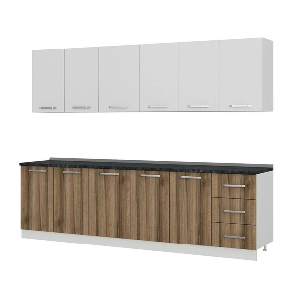 Minar 275 Cm Mutfak Dolabı Beyaz Dore 275-D1 - Resim 4