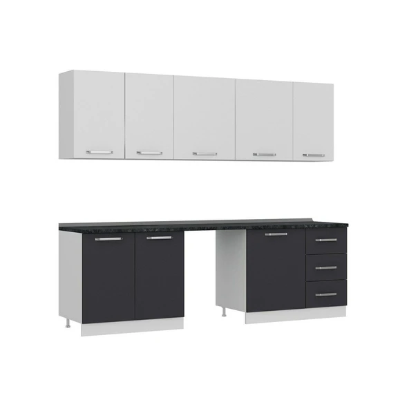 Minar 255 Cm Mutfak Dolabı Beyaz Antrasit 255-A9 - Resim 2