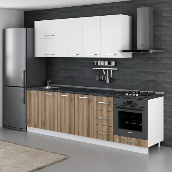 Minar 260 Cm Mutfak Dolabı Beyaz Dore 260-D3 - Resim 5