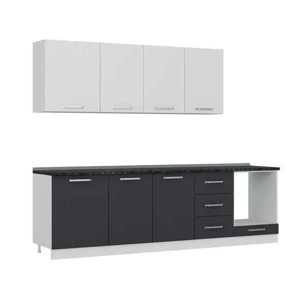 Minar 270 Cm Mutfak Dolabı Beyaz Antrasit 270-A3 - Resim 3