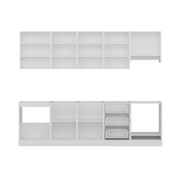 Minar 270 Cm Mutfak Dolabı Beyaz Antrasit 270-A5 - Resim 7