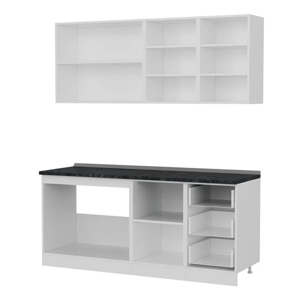 Minar 185 Cm Mutfak Dolabı Beyaz Antrasit 185-A1 - Resim 4