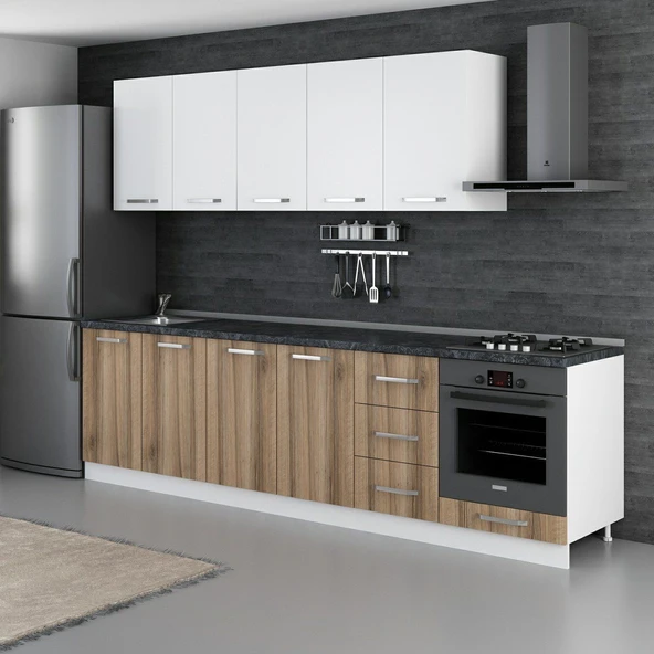 Minar 285 Cm Mutfak Dolabı Beyaz Dore 285-D6 - Resim 5