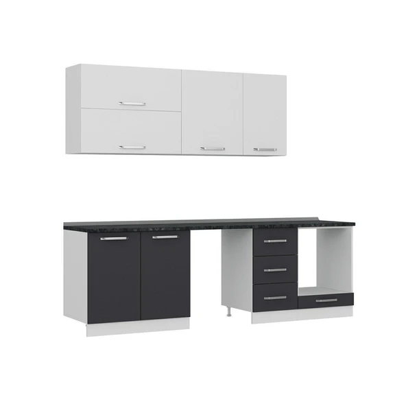 Minar 255 Cm Mutfak Dolabı Beyaz Antrasit 255-A14 - Resim 2