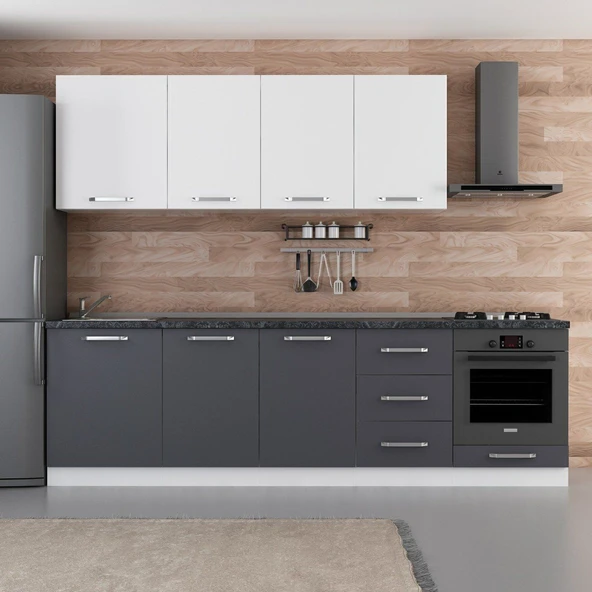 Minar 270 Cm Mutfak Dolabı Beyaz Antrasit 270-A3 ürün görseli