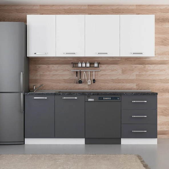 Minar 220 Cm Mutfak Dolabı Beyaz Antrasit 220-A12 ürün görseli