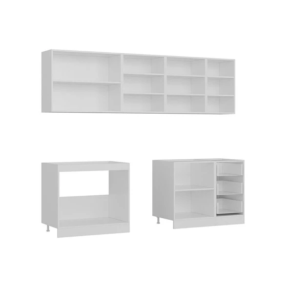 Minar 255 Cm Mutfak Dolabı Beyaz Antrasit 255-A9 - Resim 7