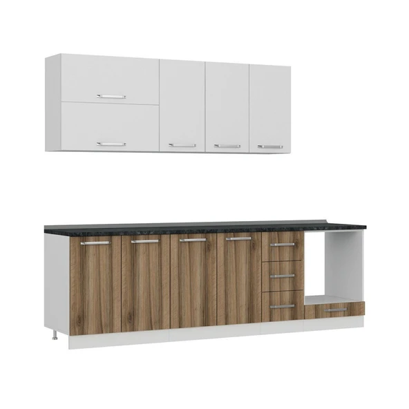 Minar 260 Cm Mutfak Dolabı Beyaz Dore 260-D3 - Resim 3