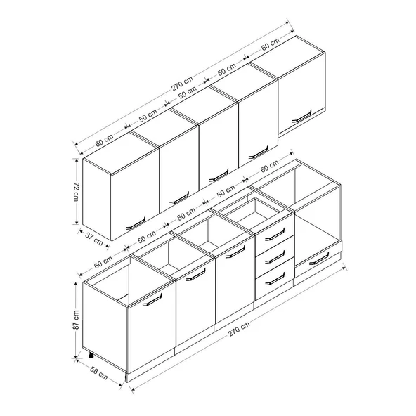 Minar 270 Cm Mutfak Dolabı Beyaz Antrasit 270-A5 - Resim 8
