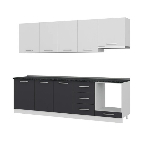 Minar 270 Cm Mutfak Dolabı Beyaz Antrasit 270-A5 - Resim 4