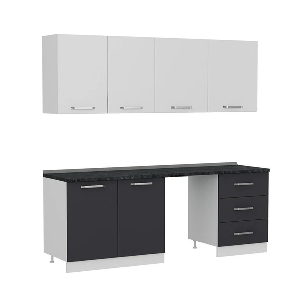 Minar 220 Cm Mutfak Dolabı Beyaz Antrasit 220-A12 - Resim 2