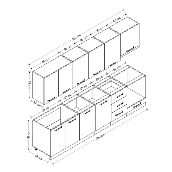 Minar 300 Cm Mutfak Dolabı Beyaz Antrasit 300-A6 - Resim 8