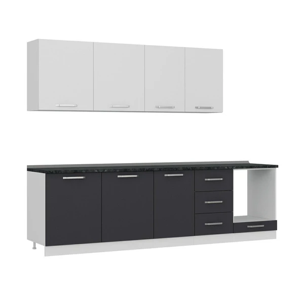 Minar 280 Cm Mutfak Dolabı Beyaz Antrasit 280-A3 - 3