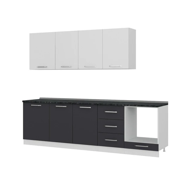 Minar 270 Cm Mutfak Dolabı Beyaz Antrasit 270-A3 - Resim 4