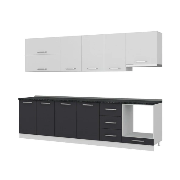 Minar 295 Cm Mutfak Dolabı Beyaz Antrasit 295-A8 - Resim 4