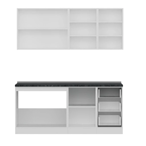 Minar 185 Cm Mutfak Dolabı Beyaz Antrasit 185-A1 - Resim 2