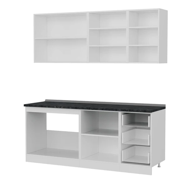 Minar 195 Cm Mutfak Dolabı Beyaz Dore 195-D2 - Resim 4