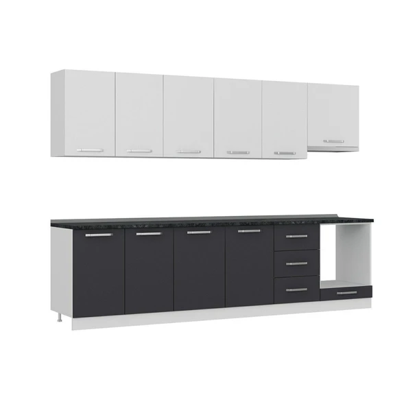 Minar 300 Cm Mutfak Dolabı Beyaz Antrasit 300-A6 - Resim 3