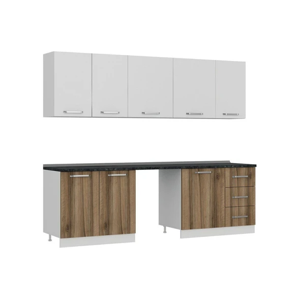 Minar 255 Cm Mutfak Dolabı Beyaz Dore 255-D9 - Resim 2