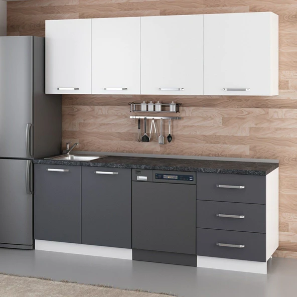 Minar 220 Cm Mutfak Dolabı Beyaz Antrasit 220-A12 - Resim 3