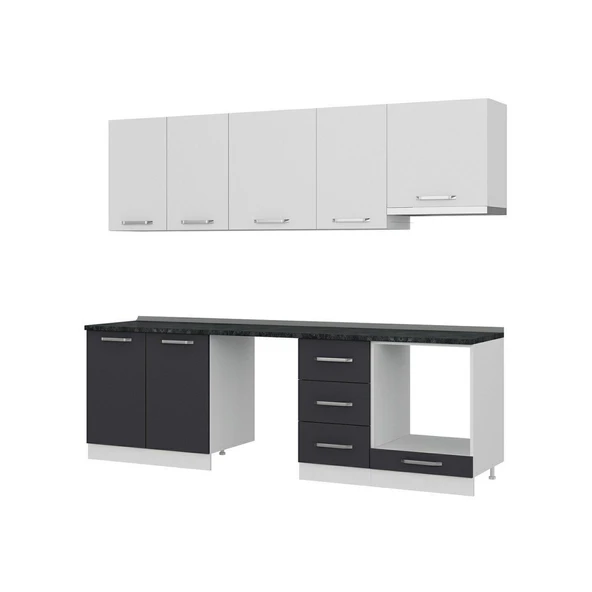 Minar 255 Cm Mutfak Dolabı Beyaz Antrasit 255-A13 - Resim 6