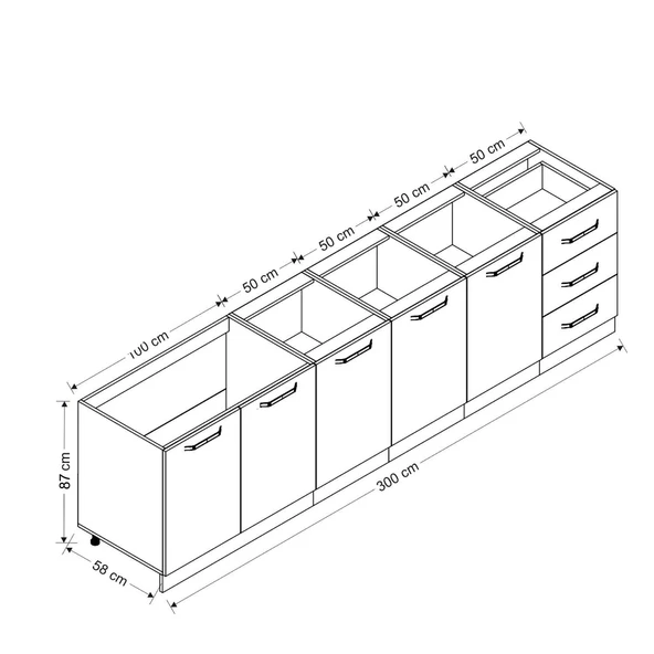 Minar 300 Cm Mutfak Dolabı Beyaz 300-B2 - Resim 8