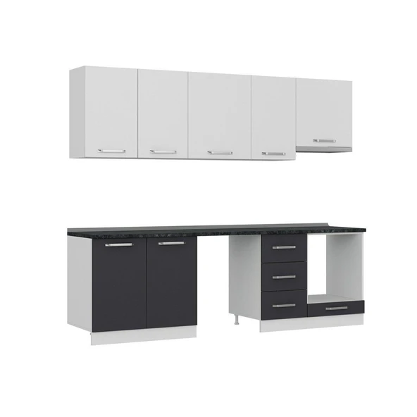 Minar 255 Cm Mutfak Dolabı Beyaz Antrasit 255-A13 - Resim 2