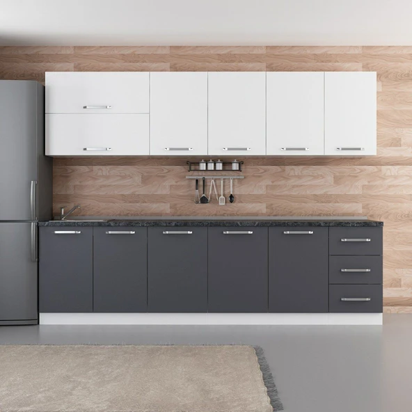 Minar 285 Cm Mutfak Dolabı Beyaz Antrasit 285-A1