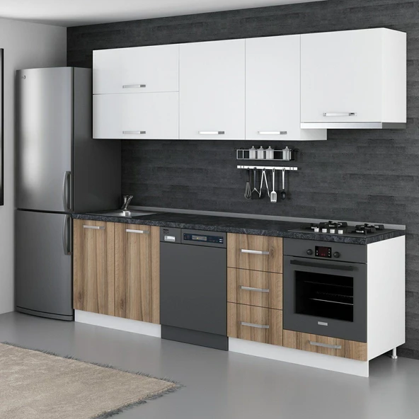 Minar 255 Cm Mutfak Dolabı Beyaz Dore 255-D16 - Resim 5