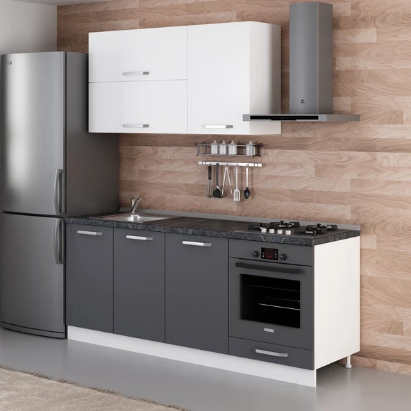 Minar 200 Cm Mutfak Dolabı Beyaz Antrasit 200-A6 - Resim 5