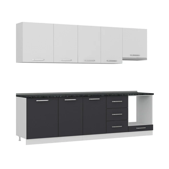 Minar 270 Cm Mutfak Dolabı Beyaz Antrasit 270-A5 - Resim 3