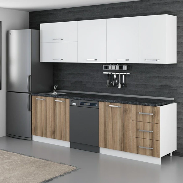 Minar 255 Cm Mutfak Dolabı Beyaz Dore 255-D10 - Resim 5