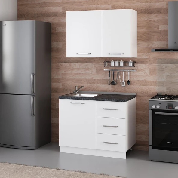 Minar 105 Cm Mutfak Dolabı Beyaz 105-B1 - Resim 3