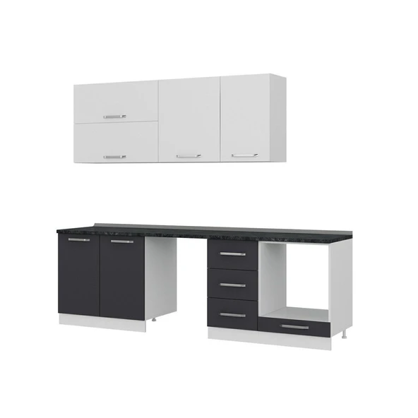 Minar 255 Cm Mutfak Dolabı Beyaz Antrasit 255-A14 - Resim 6